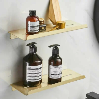 Bathroom Shelves Wall Mounted Double Brushed Gold Bathroom Rectangle Holder SUS - Image 1 of 4