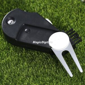 Multi Golf Gadget Divot Tool Pitch Marker Ball Brush Score Counter Belt Clip