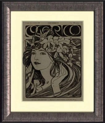 Raro Original 1899 Litografía Nº Cocorico 4 fundas metálicas, Alfons Mucha Foto 1 de 4