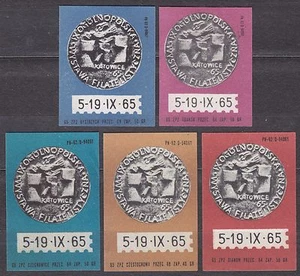 POLAND 1965 Matchbox Label Z#639 set, IX Ntl. Philatelic Exhibition Katowice`65 - Imagen 1 de 1