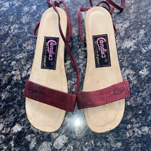 Vintage 1970’s Candie’s Made In Italy For El Greco Sandals Size 8 Red - Picture 1 of 12