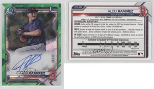 2021 Bowman Chrome Prospect HTA Green Atomic Refractor /99 Aldo Ramirez Auto