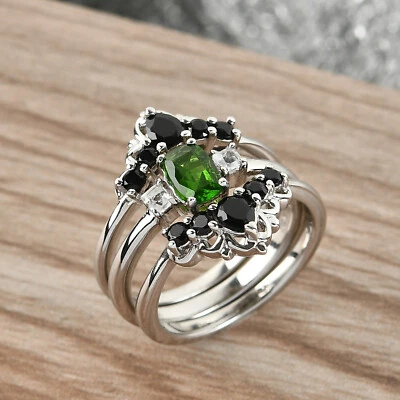1.40ctw Russian Chrome Diopside & Mult Gem Ring Set Size 7 - Image 1 of 4