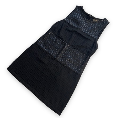 Abito da donna vintage fendi nero stampa FF Zucca scintillante Mini A Line taglia small