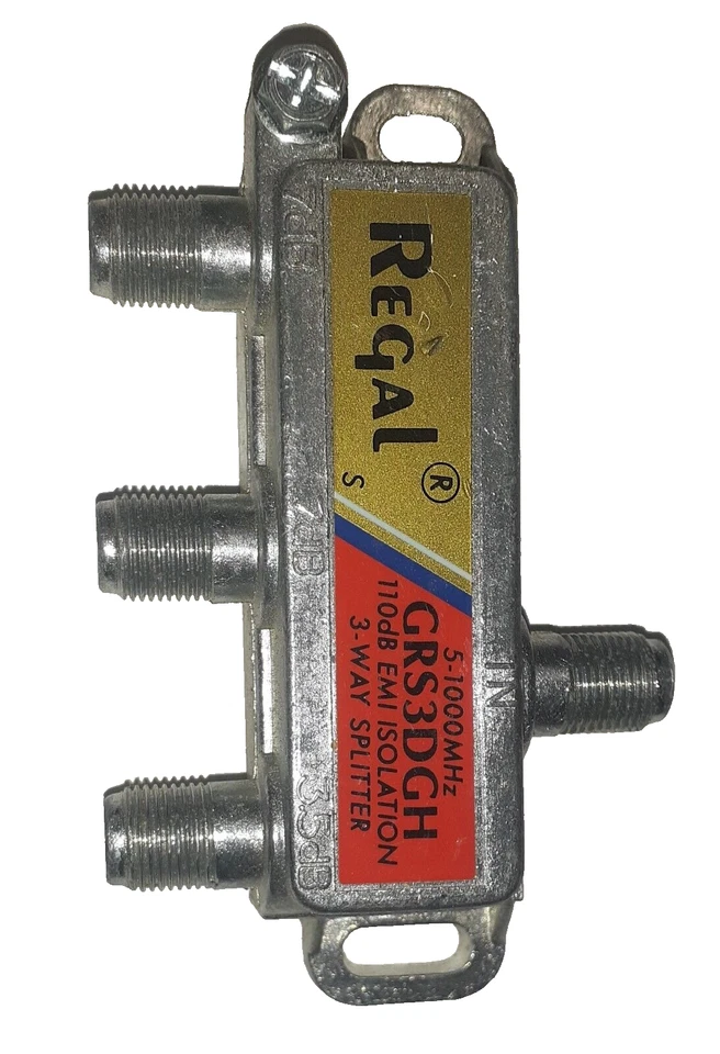 Regal 3-Way Splitter for Coaxial Cable 5-1000MHz 110db EMI Isolation - Image 1 of 1