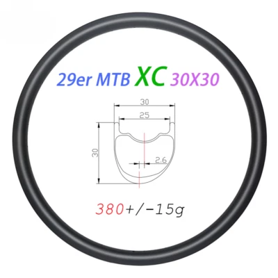 Cubierta de llantas de carbono 29 pulgadas MTB bicicleta XC 30 mm sin cámara 30 mm de profundidad 24-36 agujeros Foto 1 de 4