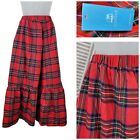New Cupshe Skirt Size Small Midi Tiered Plaid Red Tartain Pull On Elastic Waist
