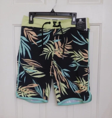 Nuevo con etiquetas Pantalones Cortos Volcom Mod-Tech Tropicales Coloridos Estampado de Hojas Talla 28 Foto 1 de 2