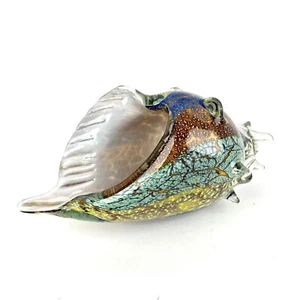 10” Large Murano Glass Conch Shell Bowl Hand Blown HEAVY Colorful Seashell Decor - Picture 1 of 12