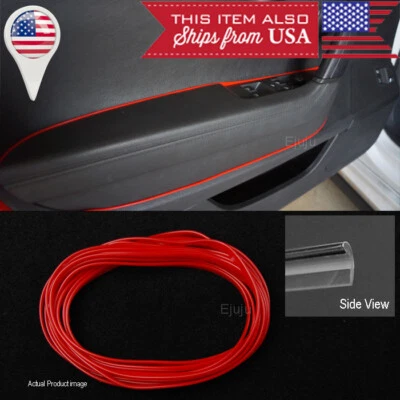 Panel de tablero de instrumentos de puerta de consola roja de 16' línea de ajuste a rayas inserto de moldura para Nissan Foto 1 de 4