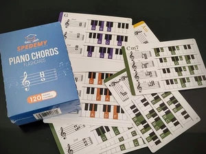 Tarjetas de acordes de piano de alta calidad incluyen un póster de tabla de práctica ~ Spedemy - Imagen 1 de 8