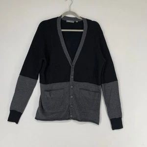 Vince Men Cardigan Sweater Black Gray Knit Button Up Long Sleeve - Picture 1 of 9