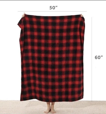 Micropeluche Sunbeam Sherpa rojo negro búfalo cuadros blanco 50x60 tiro térmico Foto 1 de 4