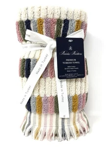 Brooks Brothers Turkish Cotton Mosaic Tile Hand Towels Multicolor Fringe - Picture 1 of 7