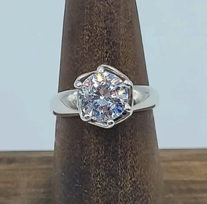 Vintage Sterling Silber 925 Solitär CZ Ring ca. 2 cttw gewickelte Krappengröße 6,75 - Bild 1 von 14