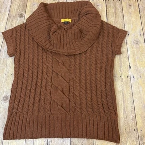 Maglione St John collo cappuccio donna piccolo manica corta maglia cavo - Foto 1 di 6