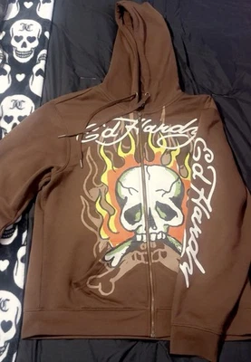 Brown Ed Hardy Zip Up Jacket Size medium men’s - Image 1 of 4