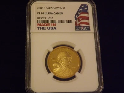 2008      $1         SACAGAWEA     Flag Label           NGC   PF 70 - Image 1 of 2