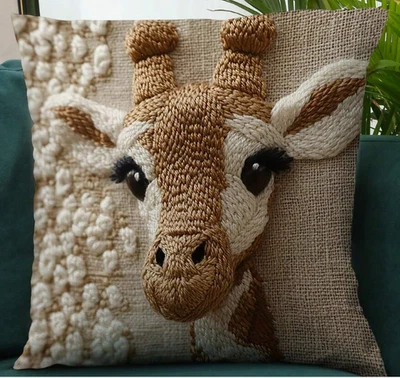 FUNDA DE ALMOHADA TIRAR-Funda de almohada decorativa moderna con estampado de jirafa, 18"X18" Foto 1 de 4