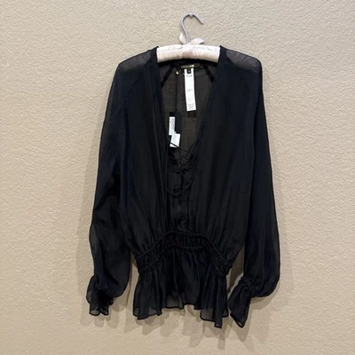 Roberto Cavalli новый шикарный черный женская блузка размер 40 - Изображение 1 из 4