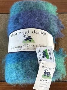 Donegal Handcrafted Green Purple Mohair Scarf Wicklow Ireland 72”x9” New NWT - Picture 1 of 5