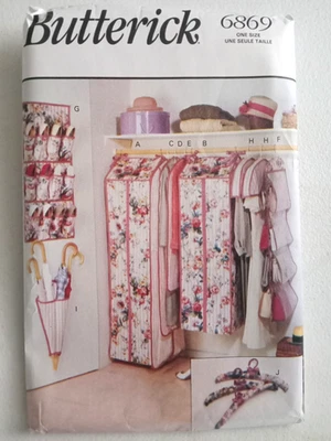 Butterick Pattern 6869 Closet Accessories 8 Storage Bags 2 Covers UNCUT FF 1993 - Image 1 of 4