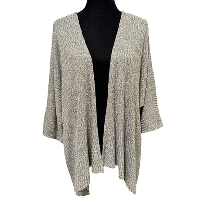 LuLaRoe Heathered Taupe Ribbed Open Front Cardigan Drape Sweater Medium - Image 1 of 4