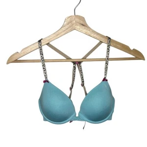 Betsy Johnson Blue Convertible Cheetah Strap Bra Size 32B - Picture 1 of 8