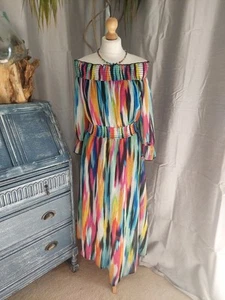 Gorgeous Julien Macdonald Dress Size 16 Rainbow Classic Wedding Ascot Cruise - Picture 1 of 6