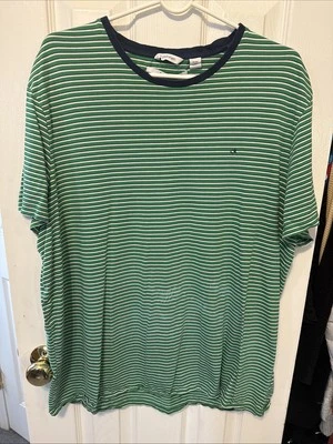 Рубашка Calvin Klein зеленая в полоску мужская футболка с круглым вырезом хлопок размер XXL - Изображение 1 из 3