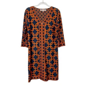 Vestido recto Gretchen Scott para mujer talla grande L estampado azul naranja - Imagen 1 de 9