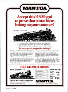 Anuncio impreso vintage de trenes Mantua arte de pared decoración coche de pasajeros y locomotoras - Imagen 1 de 2