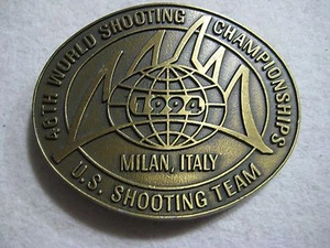 Collector Belt Buckle U.S. Shooting Team Milan Italy 1994 Fits 1-1/2"  - Picture 1 of 5