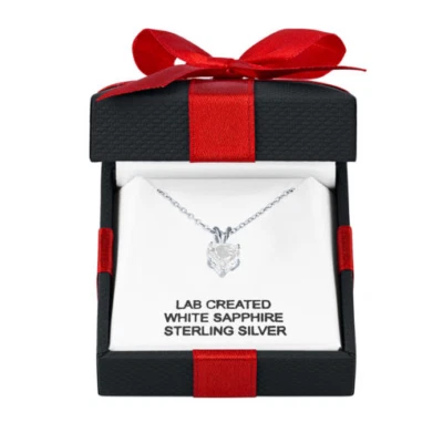 Collar corazón plata de ley con zafiro blanco Foto 1 de 2