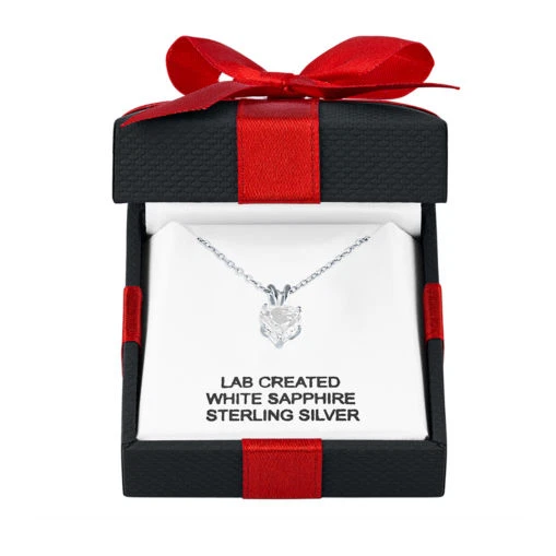 Collar corazón plata de ley con zafiro blanco Foto 1 de 2