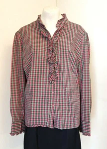Lovely Pink & Green Checked Ruffled Cotton Shirt from Next - Size 22 - BNWOT! - Picture 1 of 5