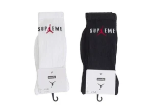 SUPREME JORDAN CREW SOCKS BLACK + WHITE Medium (BOTH  2 PACKS) *IN HAND* - Picture 1 of 1