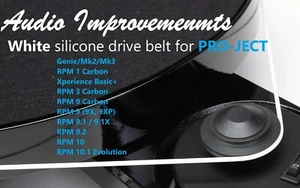 PRO-JECT GENIE/RPM1, RPM3, RPM9 - Audio Improvements WHITE SILICONE Drive Belt - Picture 1 of 5