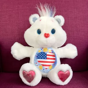 Vintage Care Bear Proud Heart Bear USA Patriotic America Satin Belly Kenner 1991 - Picture 1 of 10