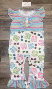 Pete + Lucy Sz 12-18 Mo Girls Infant Romper New NOS Beach Sunglasses Boutique - Picture 1 of 11