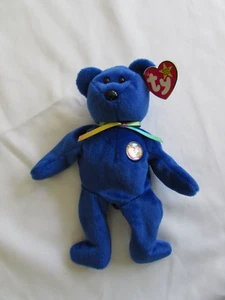 Ty Beanie Baby Clubby Bear Blue Retired ~ Rare ~ Born July 7, 1998 - Picture 1 of 11