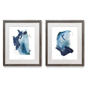 Abstract Wall Art, Rustic Silver Distressed Frame 2-Piece Wall Décor Set: N - Picture 1 of 7