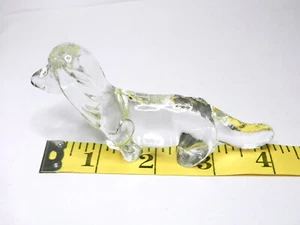 4" Miniatur Clear GLASS DACHSHUND DOG Pet Figure Art Glass Ornament- d3 - Picture 1 of 15