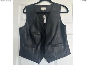 Loft Black Faux Leather Vest Size XL Petite - Picture 1 of 4