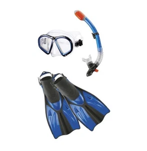 Profi Tauch- und Schnorchel-Set Flossen Schwimmflossen f. Erwachsene Blau 38-41 - Bild 1 von 2