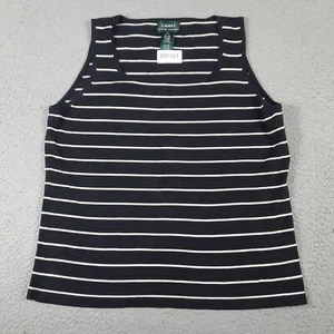 Ralph Lauren Tank Top Shirt Womens XL Black Striped Pullover Ladies - Picture 1 of 6