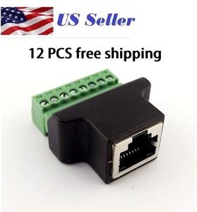 12 Pcs Ethernet RJ45 Female To Screw Terminal 8 Pin CCTV Digital DVR Adapter  - Picture 1 of 4