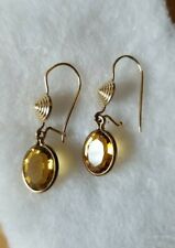 Stunning 14K Gold Citrine French Wire &Clasp Briolet Chandelier Dangle Earrings