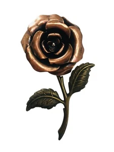 Vintage Copper and Brass Dimensional Rose Brooch 1960s to 1970s - Picture 1 of 3