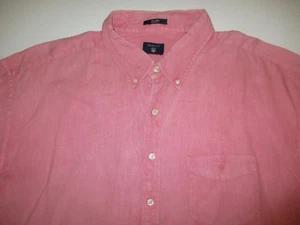 GANT MENS USA DESIGNER NICE PINK 100% LINEN SHORT SLEEVE SHIRT 2XL VGC - Picture 1 of 2